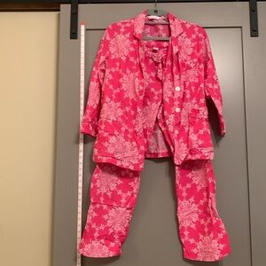 Victoria’s Secret Paisley Floral Hot Pink Pajama Set 100% Cotton Sleepwear XS